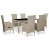 Image de vidaXL Ensemble à manger d'extérieur 7 pcs coussins Résine tressée