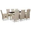 Image de vidaXL Ensemble à manger d'extérieur et coussins 9 pcs résine tressée