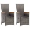 Image de vidaXL Chaise inclinable de jardin 2pc et coussins Résine tressée Gris