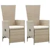 Image de Chaises inclinables 2 pcs et coussins Résine tressée Beige