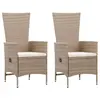 Image de vidaXL Chaises d'extérieur lot de 2 avec coussins Résine tressée Beige
