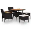 Image de vidaXL Mobilier d'extérieur 5 pcs Noir Résine tressée et bois d'acacia
