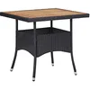 Image de vidaXL Table d'extérieur Noir Résine tressée et bois d'acacia solide