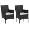 Image de vidaXL Chaises de jardin lot de 2 Résine tressée Noir