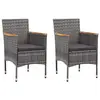 Image de vidaXL Chaises de Salle Ã Manger de Jardin 2 pcs RÃsine tressÃe Gris