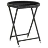 Image de vidaXL Table à thé Noir 60 cm Résine tressée et verre trempé