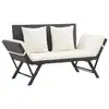 Image de vidaXL Banc de jardin avec coussins 176 cm Noir Résine tressée