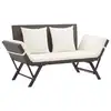 Image de vidaXL Banc de jardin avec coussins 176 cm Marron Résine tressée