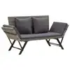 Image de vidaXL Banc de jardin avec coussins 176 cm Gris Résine tressée