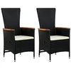 Image de Chaises d'extérieur 2 pcs avec coussins Résine tressée Noir