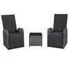 Image de vidaXL Ensemble de bistro 3 pcs avec coussins Résine tressée Gris