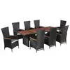 Image de vidaXL Ensemble à manger d'extérieur 9pcs coussins résine tressée noir
