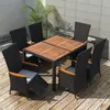 Image de vidaXL Ensemble à manger d'extérieur 7pcs Résine tressée acacia Noir