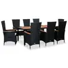 Image de vidaXL Ensemble à manger d'extérieur 9pcs coussins résine tressée noir