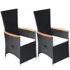 Image de vidaXL Chaise inclinable de jardin 2pc et coussins Résine tressée Noir