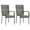 Image de vidaXL Chaises empilables d'extérieur lot de 2 Gris Résine tressée