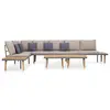 Image de vidaXL Salon de jardin 7 places avec coussins Acacia solide Marron