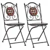 Image de vidaXL Chaises pliantes mosaïques, lot de 2, en céramique marron