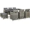 Image de vidaXL Ensemble à manger d’extérieur 11pcs et coussins poly rotin Gris