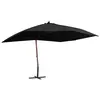 Image de vidaXL Parasol suspendu avec mât en bois 400x300 cm Noir