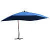 Image de vidaXL Parasol suspendu avec mât en bois 400x300 cm Bleu