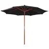 Image de vidaXL Parasol avec mât en bois 300x258 cm Noir