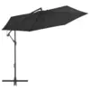 Image de vidaXL Parasol de jardin en porte-à-faux avec mât en aluminium noir