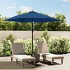 Image de vidaXL Parasol d'extérieur avec lumières LED et mât en acier Azuré