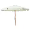 Image de vidaXL Parasol d'extérieur avec mât en bois 330 cm blanc sable