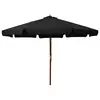 Image de vidaXL Parasol d'extérieur avec mât en bois 330 cm Noir