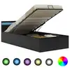 Image de vidaXL Cadre de lit à rangement hydraulique sans matelas avec LED noir