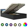 Image de vidaXL Cadre de lit à rangement hydraulique sans matelas avec LED noir