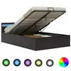 Image de vidaXL Cadre de lit à rangement hydraulique sans matelas avec LED gris