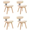 Image de vidaXL 4x Bois Courbé Chaises de Salle à Manger Chaises à Dîner Chaises de Repas Chaises de Cuisine Siège de Salon Chaises de Salon Maison Intérieur Crème Similicuir