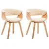 Image de vidaXL Chaises à manger lot de 2 crème bois courbé et similicuir