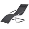 Image de vidaXL Chaise longue avec oreiller Aluminium et textilène noir