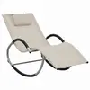 Image de vidaXL Chaise longue avec oreiller Crème Textilène
