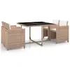 Image de vidaXL Ensemble à manger d'extérieur avec coussins 5 pcs Rotin Beige