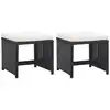 Image de vidaXL Tabourets de jardin lot de 2 avec coussins Résine tressée Noir