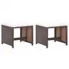 Image de vidaXL Tabourets de jardin lot de 2 et coussins Résine tressée Marron