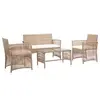 Image de vidaXL Salon de jardin 4 pcs avec coussins Résine tressée Beige