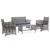 Image de vidaXL Salon de jardin 4 pcs avec coussin Résine tressée Anthracite