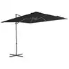 Image de vidaXL Parasol de jardin en porte-à-faux avec mât en acier noir
