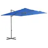 Image de vidaXL Parasol de jardin en porte-à-faux avec mât en acier bleu azuré