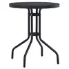 Image de vidaXL Table de jardin Noir 80 cm Acier et verre