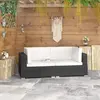 Image de vidaXL Chaises d'angles lot de 2 avec coussins Résine tressée Noir