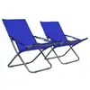 Image de vidaXL Chaises pliables de plage lot de 2 Tissu Bleu