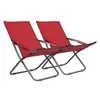 Image de vidaXL Chaises pliables de plage lot de 2 Tissu Rouge