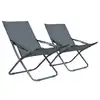 Image de vidaXL Chaises pliables de plage lot de 2 Tissu Gris