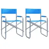 Image de vidaXL Chaises de metteur en scène lot de 2 Acier Bleu